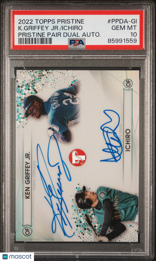 2022 Topps Pristine Pristine Pair Dual Autographs Ichiro K. Griffey JR. #PPDA-GI Autograph PSA 10