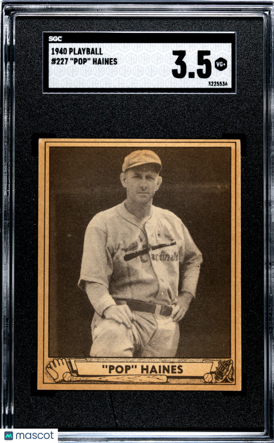 1940 Playball Pop Haines #227 SGC 3.5
