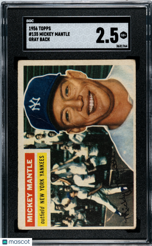 1956 Topps Mickey Mantle #135 Gray Back SGC 2.5