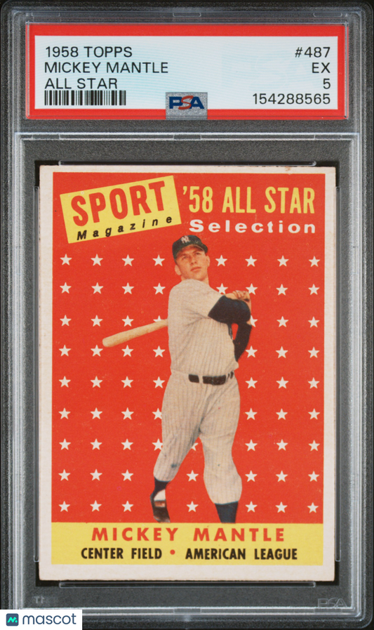 1958 Topps Mickey Mantle #487 All Star PSA 5
