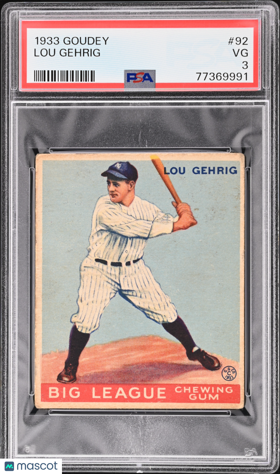1933 Goudey Lou Gehrig #92 PSA 3