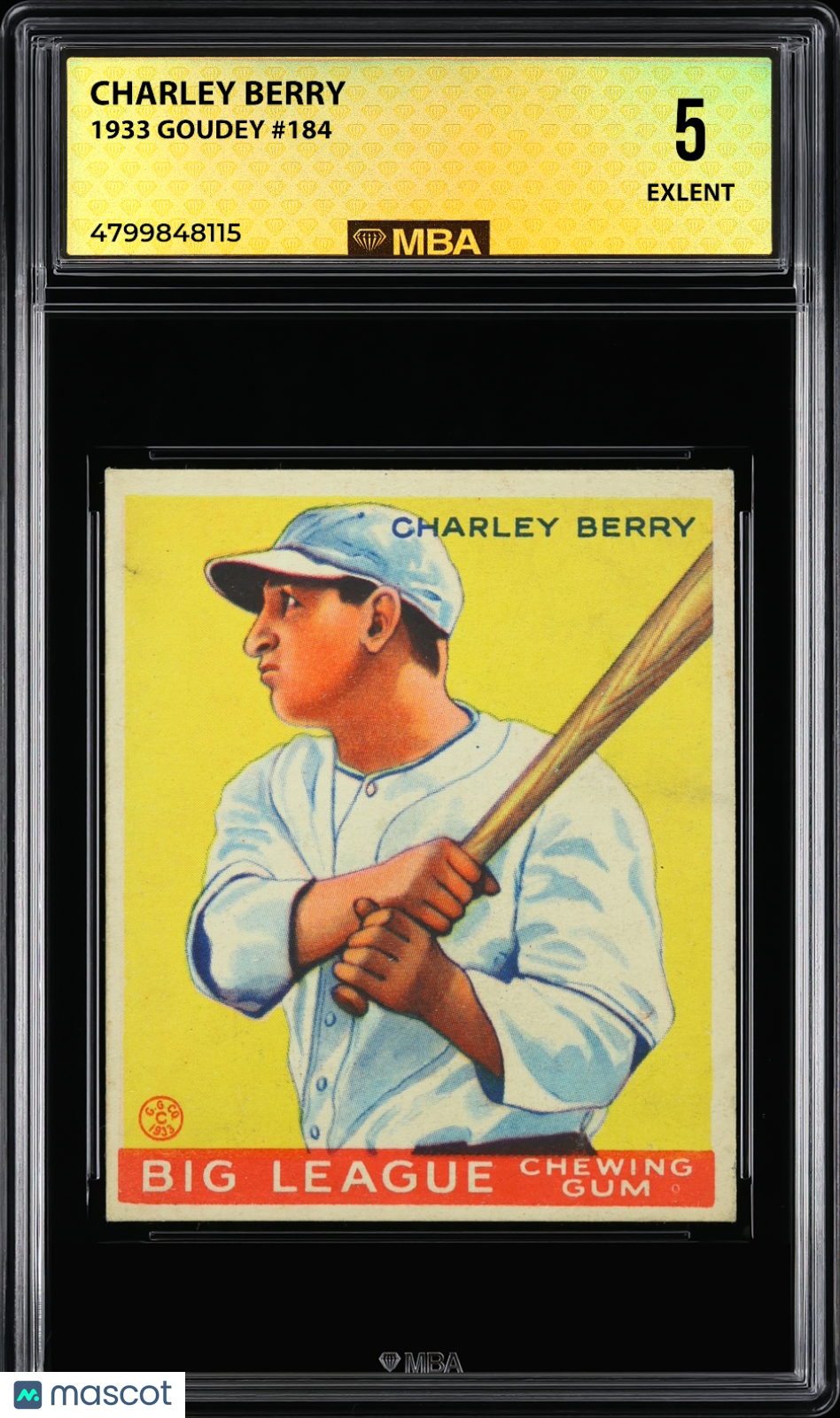 1933 Goudey Charley Berry #184 MBA 5