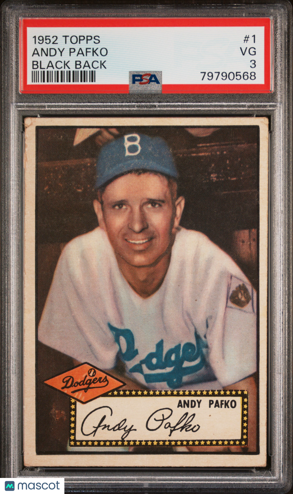 1952 Topps Andy Pafko #1 Black Back PSA 3