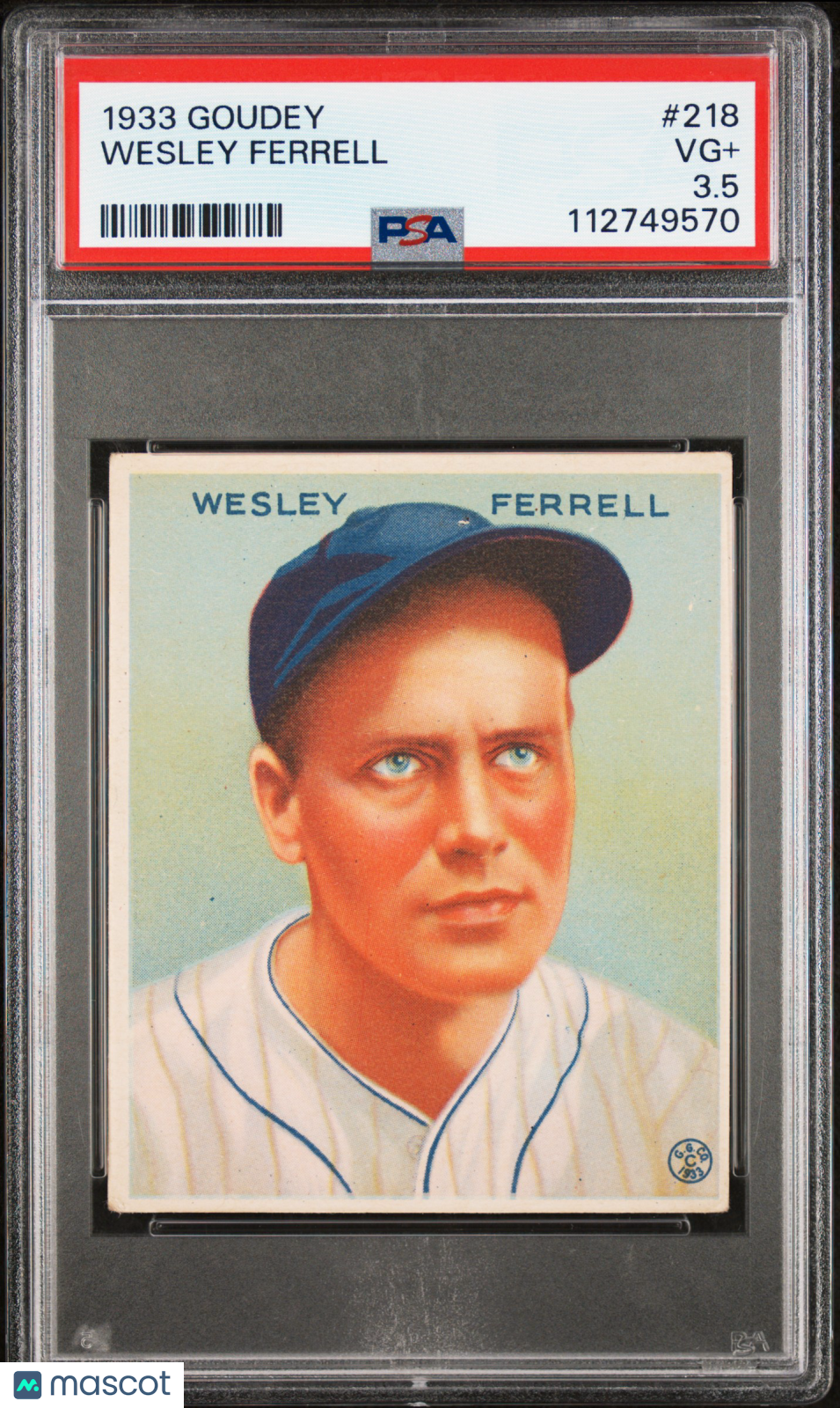 1933 Goudey Wesley Ferrell #218 PSA 3.5