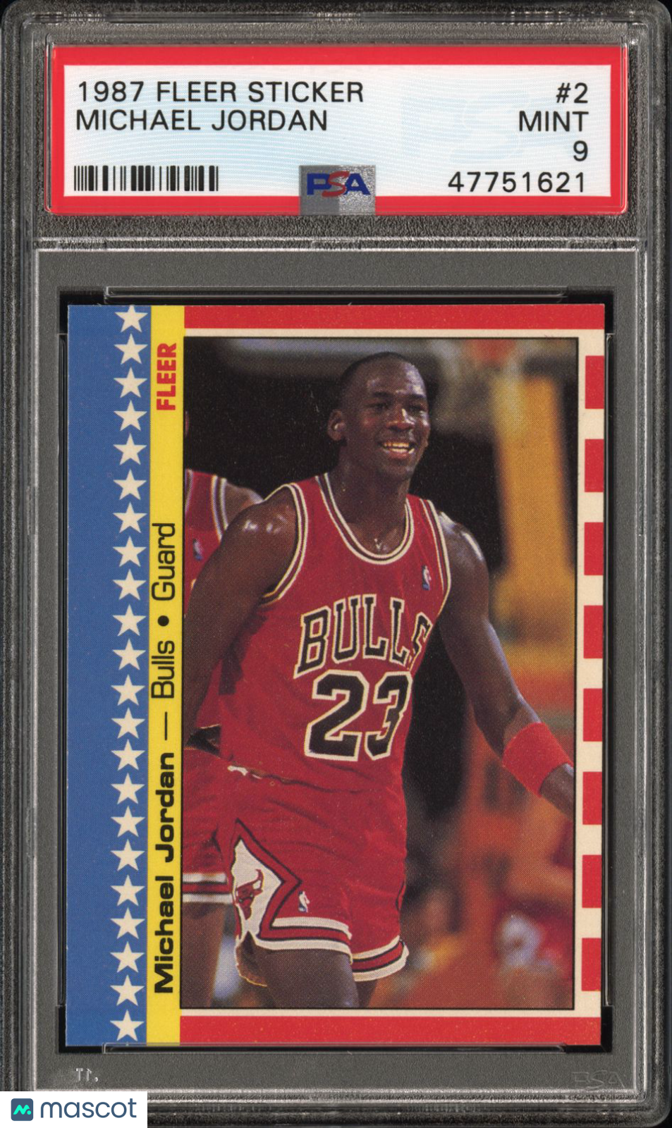 1987 Fleer Sticker Michael Jordan #2 PSA 9