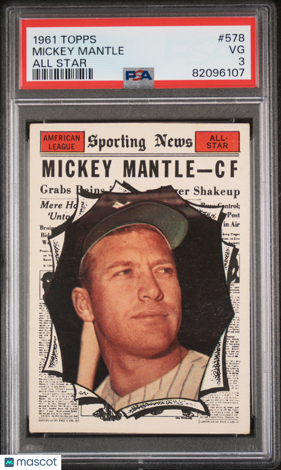 1961 Topps Mickey Mantle #578 All Star PSA 3