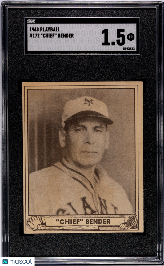 1940 Playball Chief Bender #172 SGC 1.5
