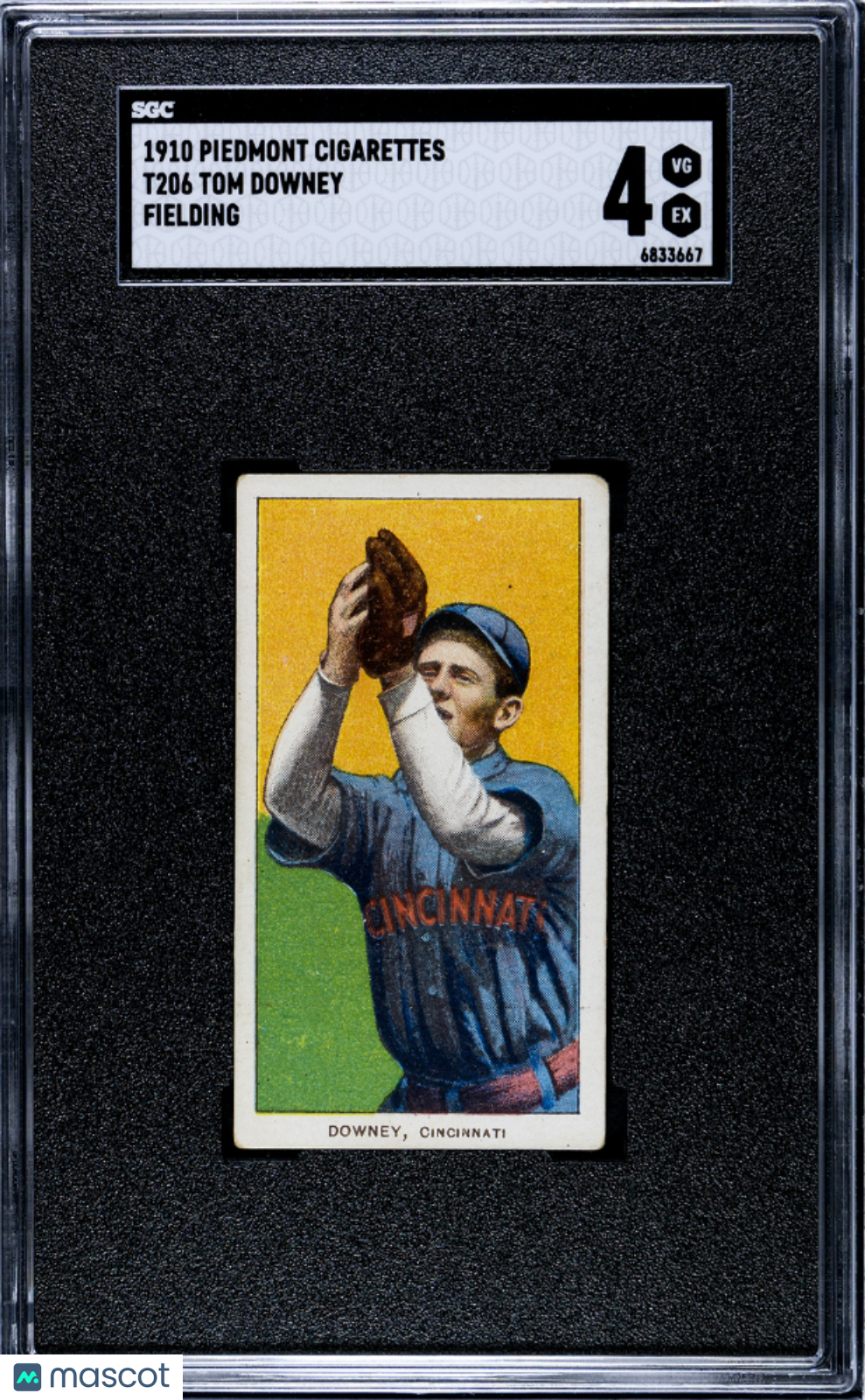 1910 Piedmont Cigarettes (T206) Tom Downey Fielding SGC 4