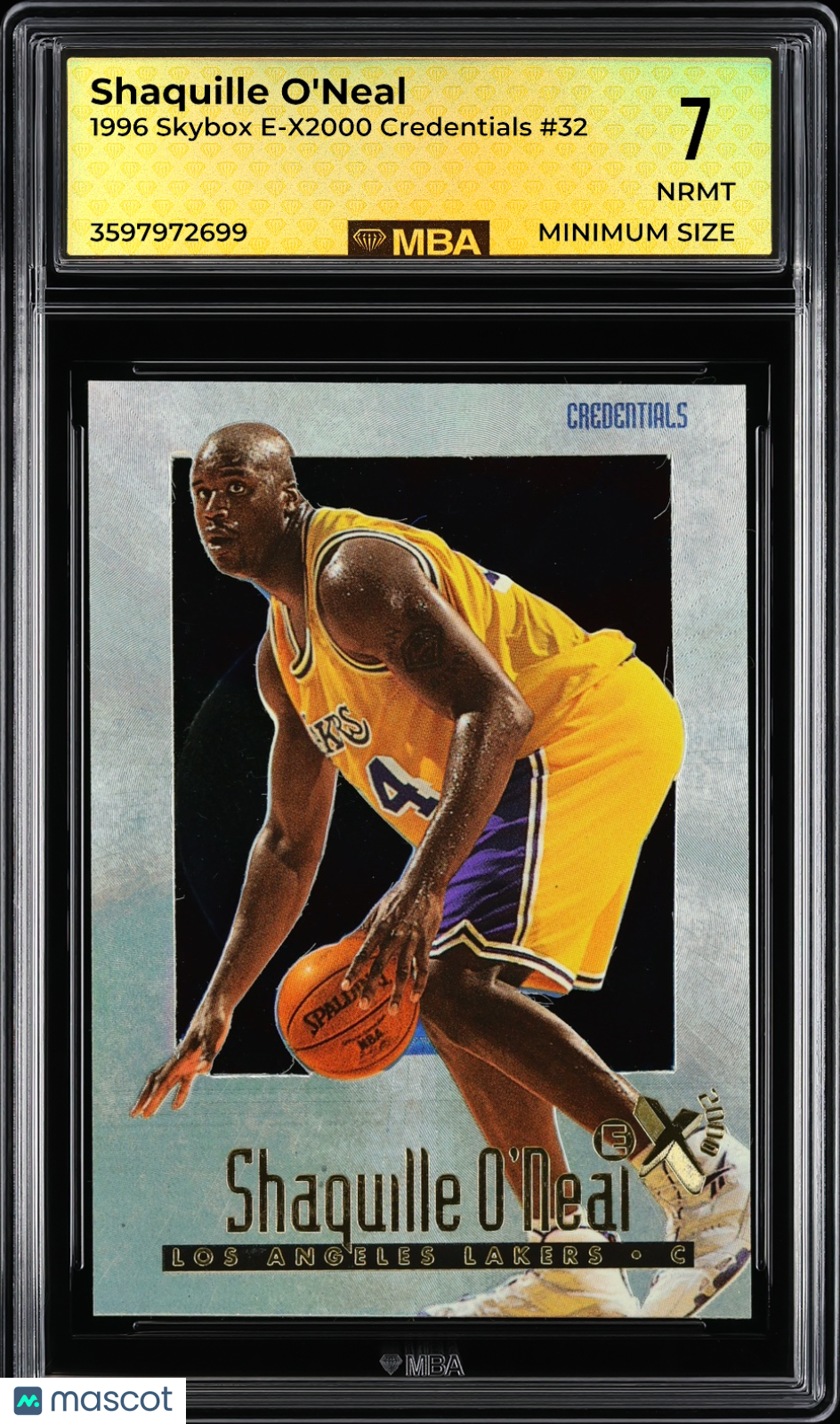 1996 Skybox E-X2000 Shaquille O'Neal #32 Credentials MBA 7