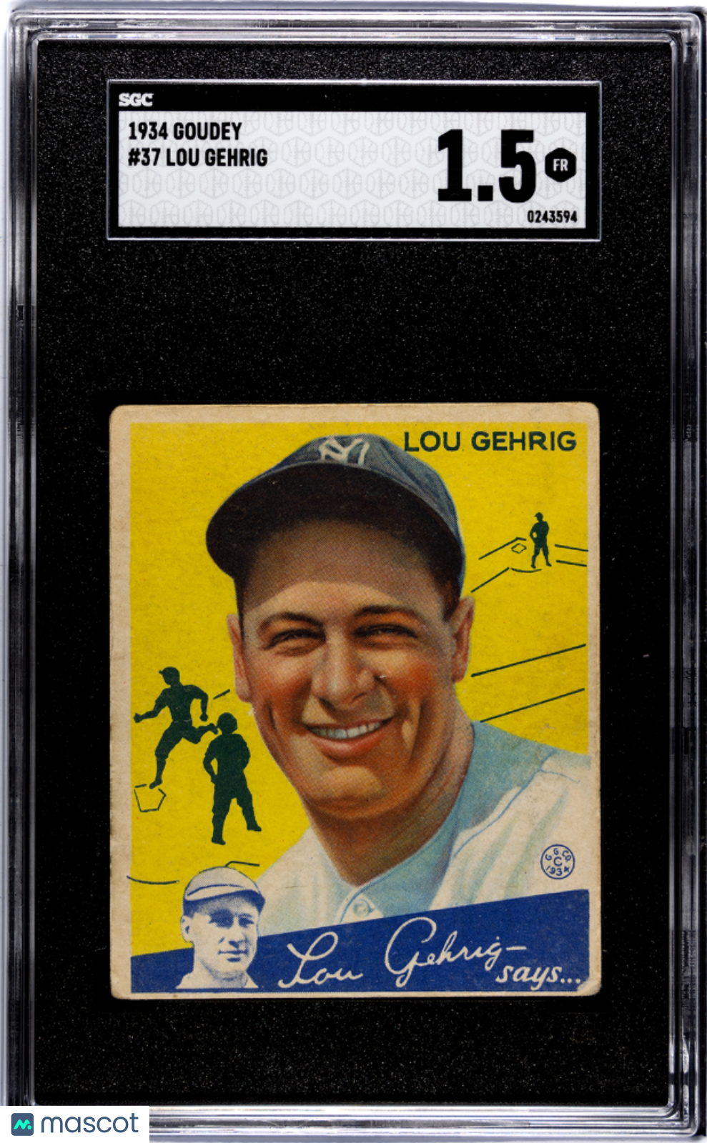 1934 Goudey Lou Gehrig #37 SGC 1.5