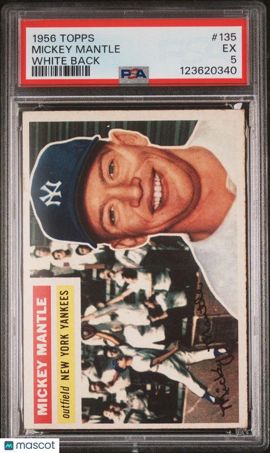1956 Topps Mickey Mantle #135 White Back PSA 5