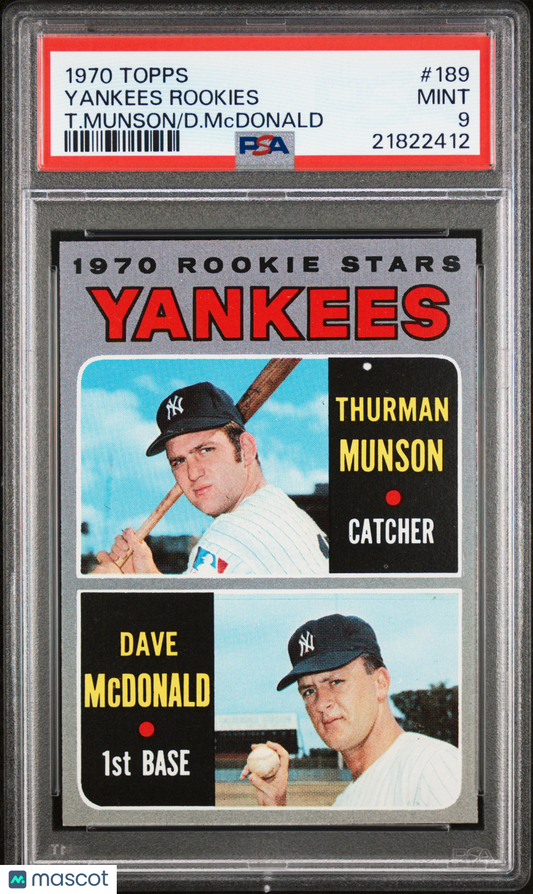 1970 Topps Yankees Rookies #189 T. Munson D. Mcdonald PSA 9
