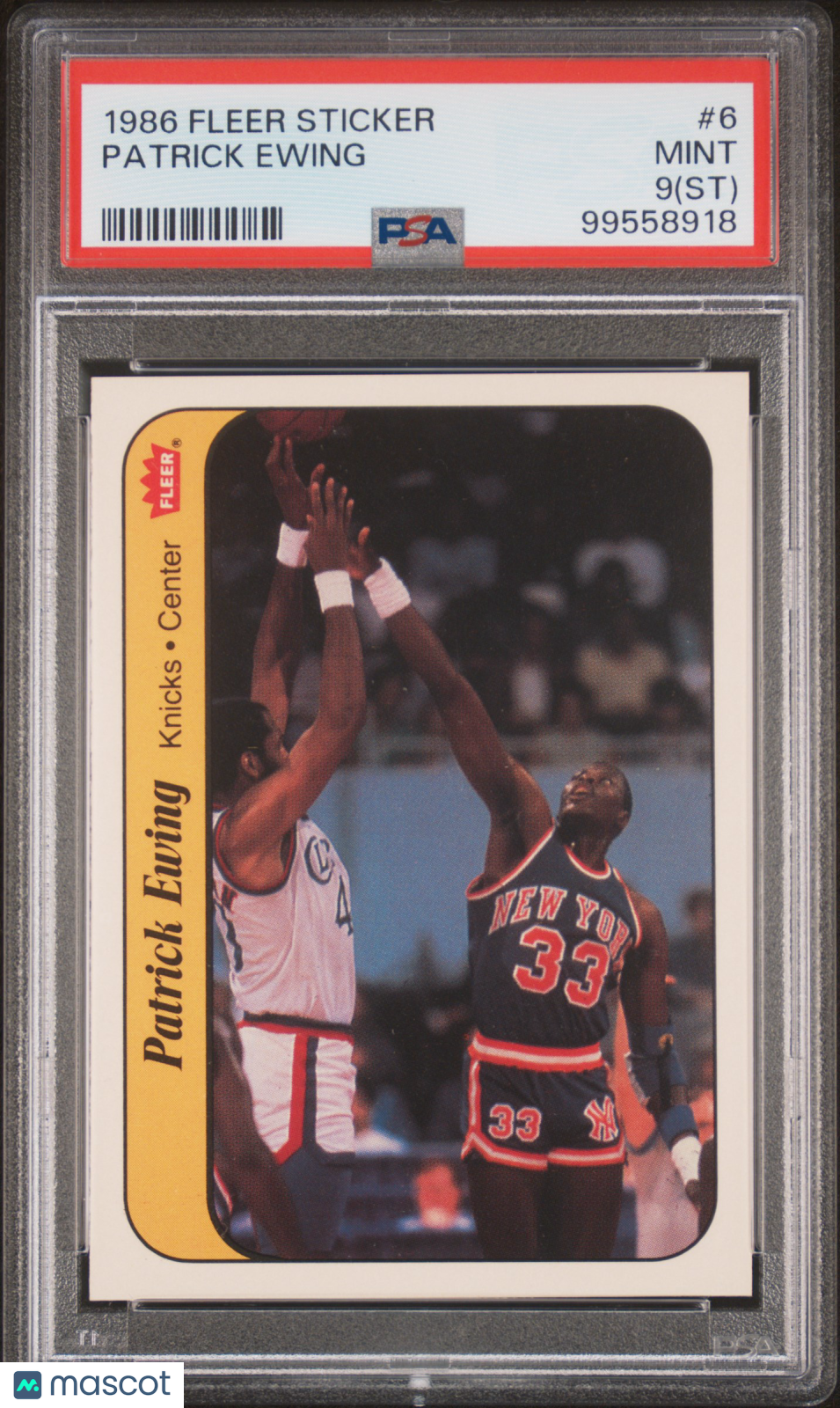 1986 Fleer Sticker Patrick Ewing #6 PSA 9 ST