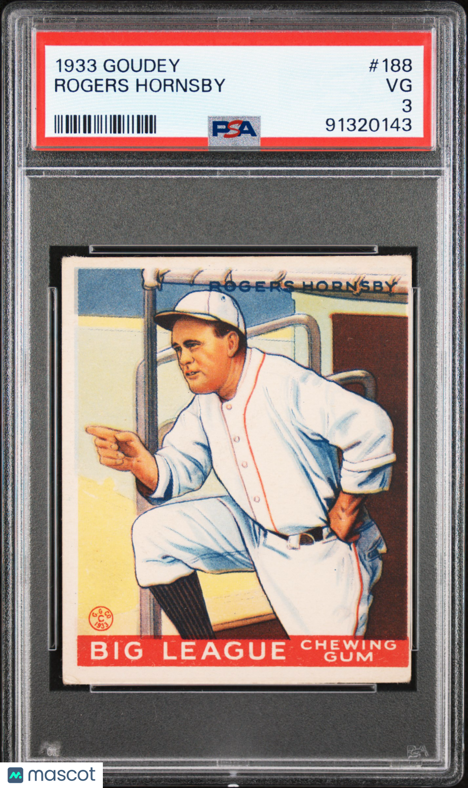 1933 Goudey Rogers Hornsby #188 PSA 3