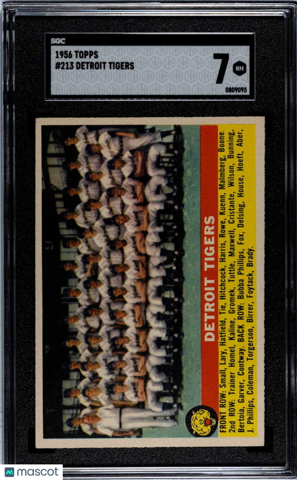 1956 Topps Detroit Tigers #213 SGC 7