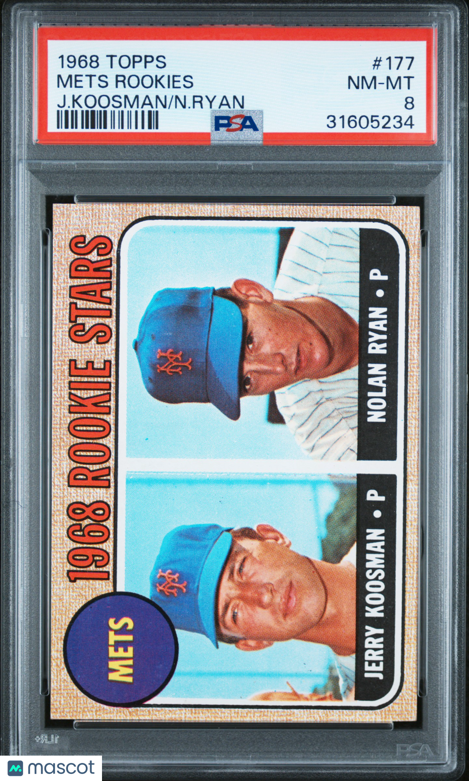 1968 Topps Mets Rookies #177 J. Koosman N. Ryan PSA 8
