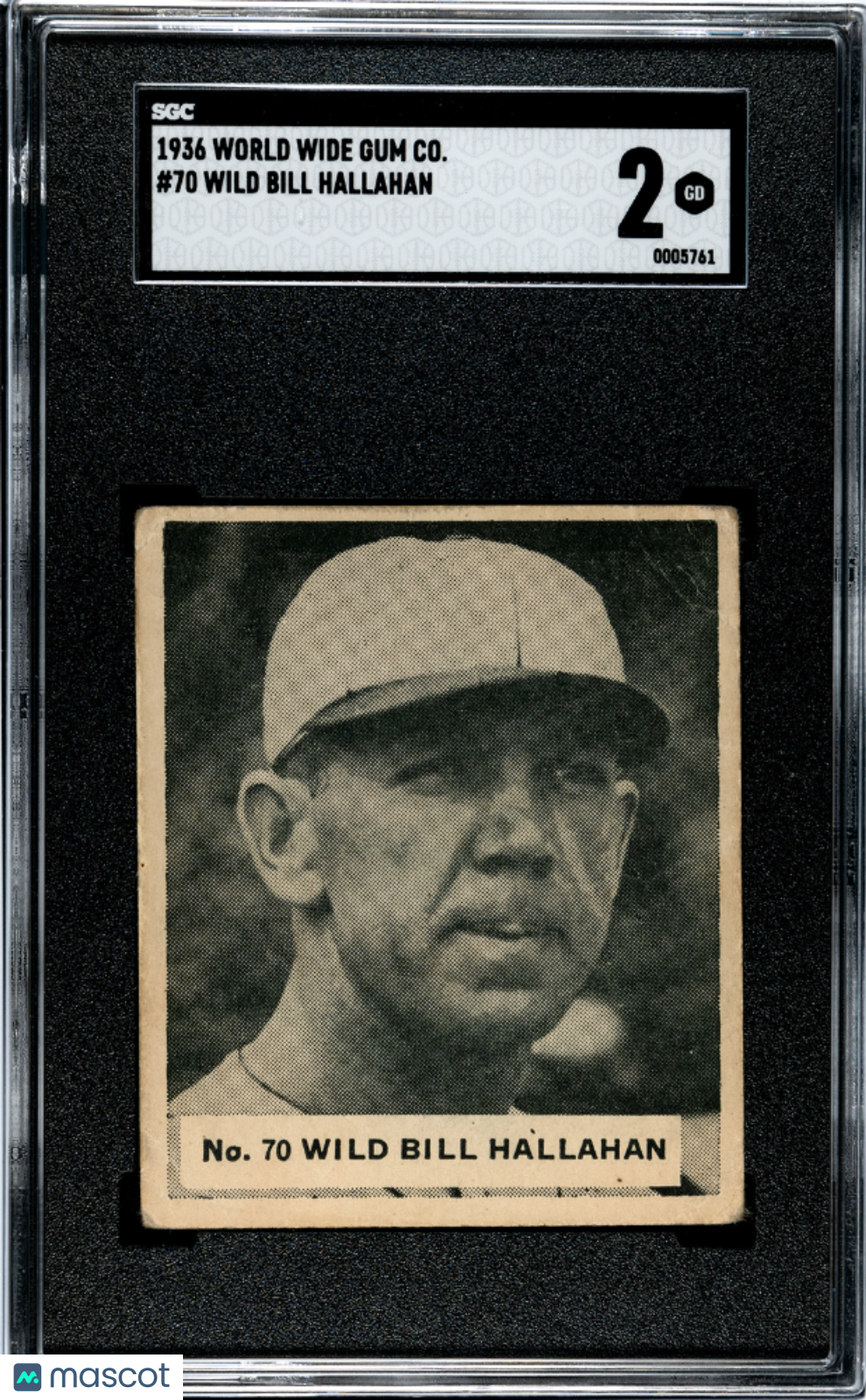 1936 World Wide Gum Co. Wild Bill Hallahan #70 SGC 2