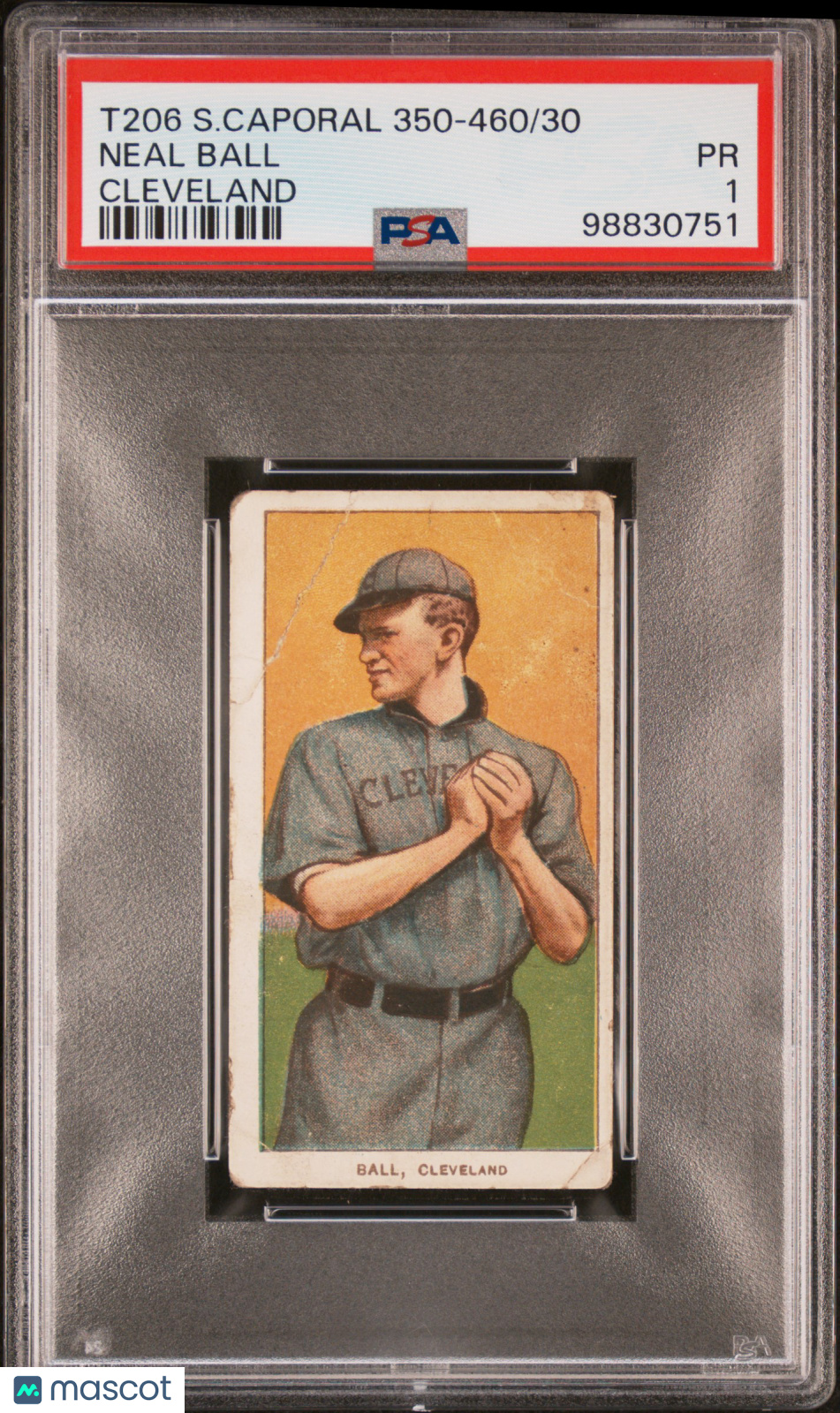 1909-11 T206 Sweet Caporal 350-460/30 Neal Ball Cleveland PSA 1