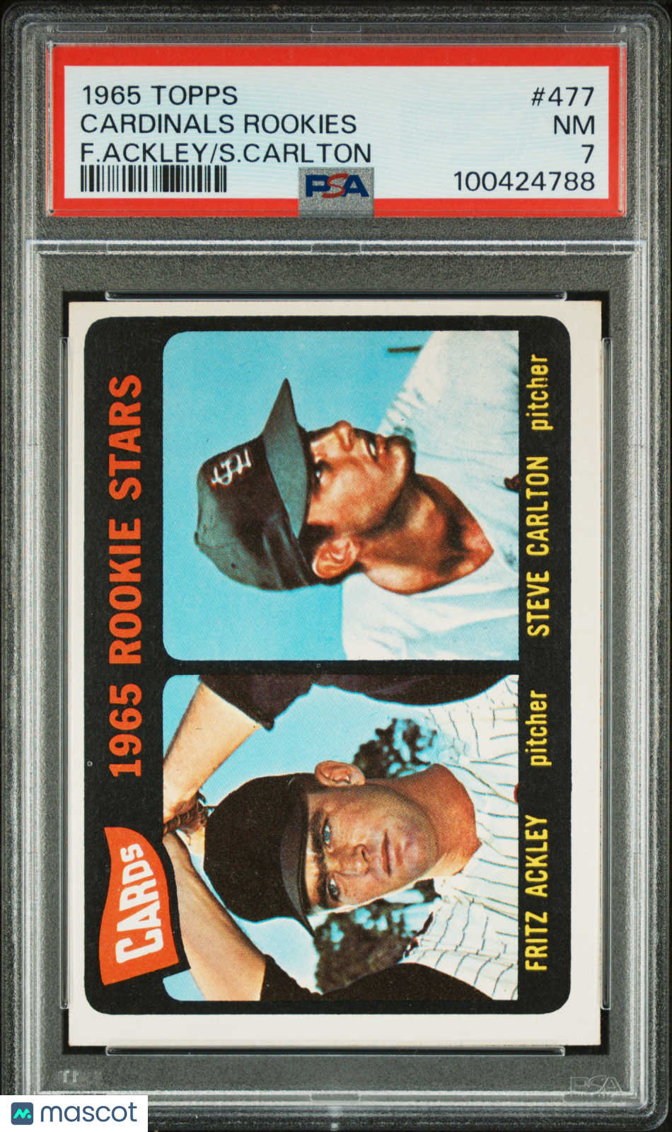 1965 Topps Cardinals Rookies #477 F. Ackley S. Carlton PSA 7