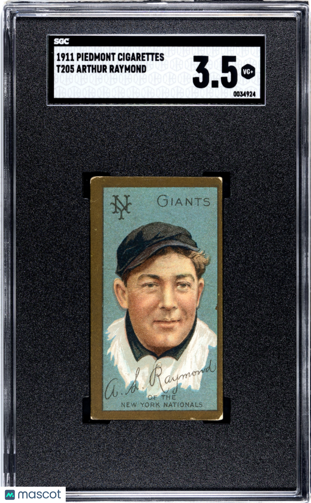 1911 Piedmont Cigarettes (T205) Arthur Raymond SGC 3.5