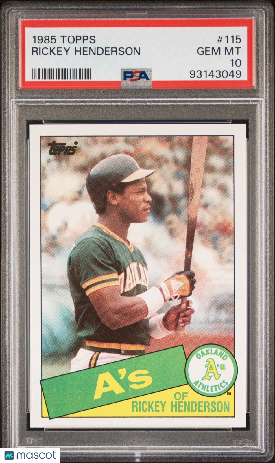1985 Topps Rickey Henderson #115 PSA 10