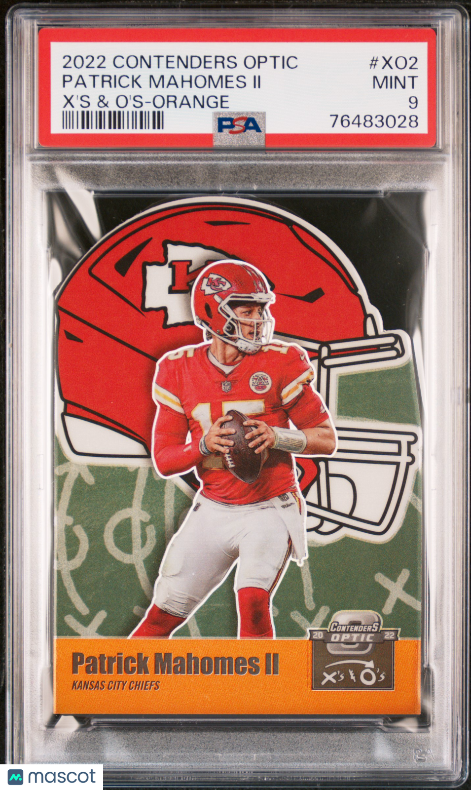 2022 Panini Contenders Optic X'S & O's Patrick Mahomes II #XO2 Orange PSA 9