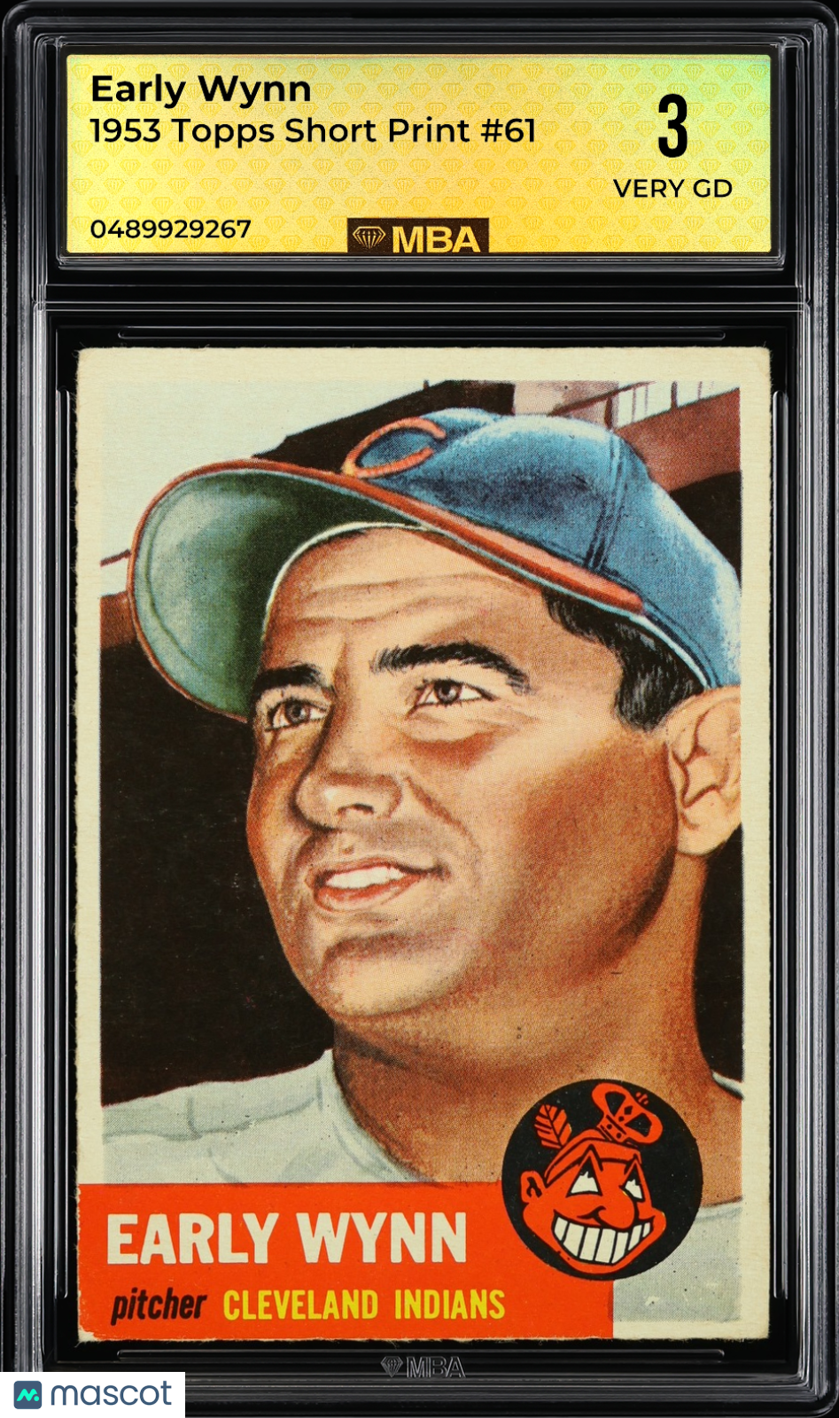 1953 Topps Early Wynn #61 Short Print MBA 3