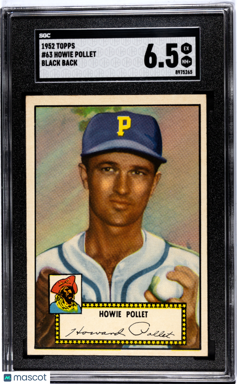 1952 Topps Howie Pollet #63 Black Back SGC 6.5