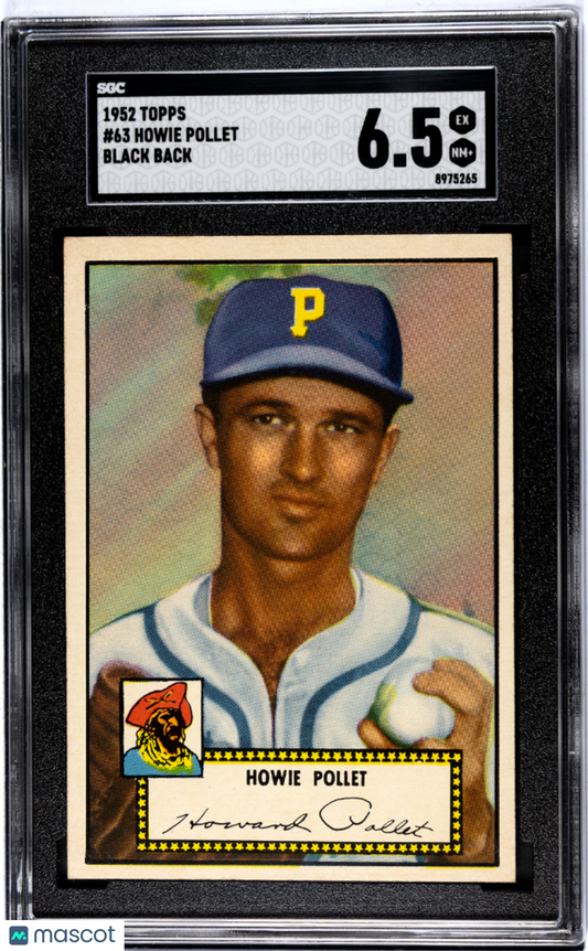 1952 Topps Howie Pollet #63 Black Back SGC 6.5