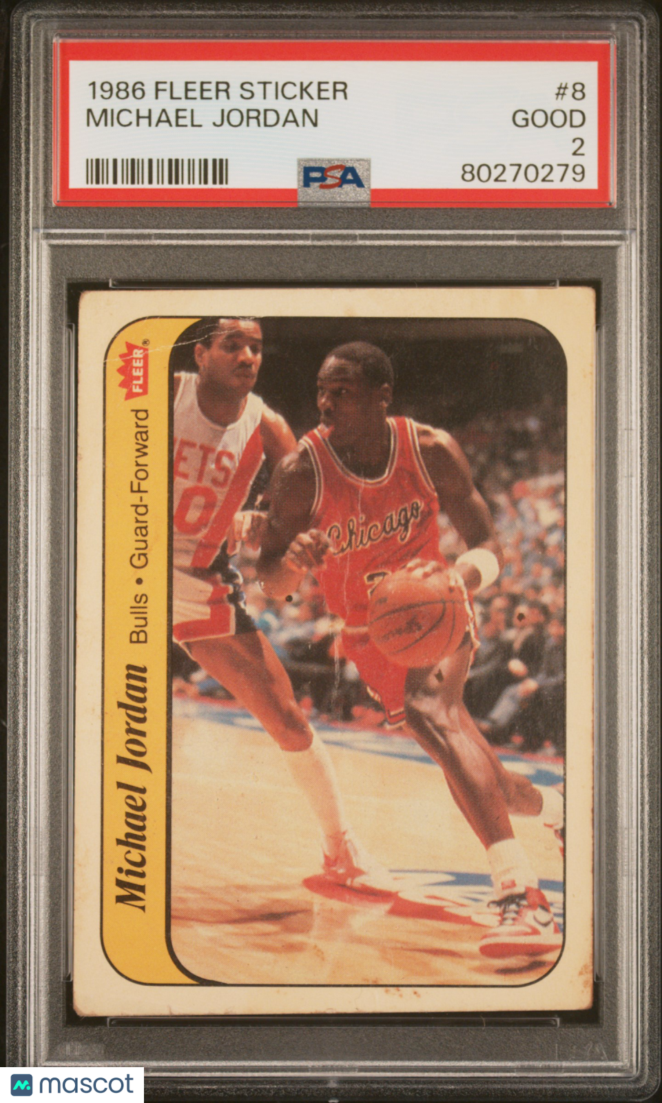 1986 Fleer Sticker Michael Jordan #8 PSA 2