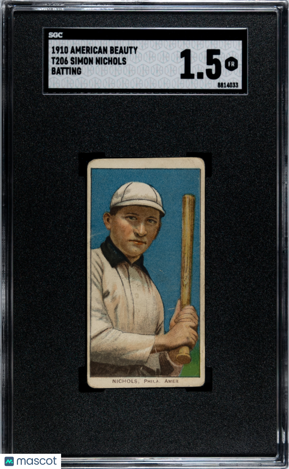 1910 American Beauty Cigarettes (T206) Simon Nichols Batting SGC 1.5