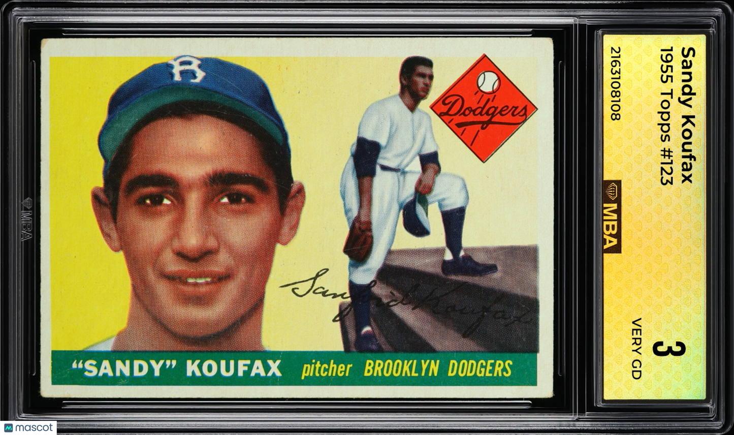 1955 Topps Sandy Koufax #123 MBA 3 RC