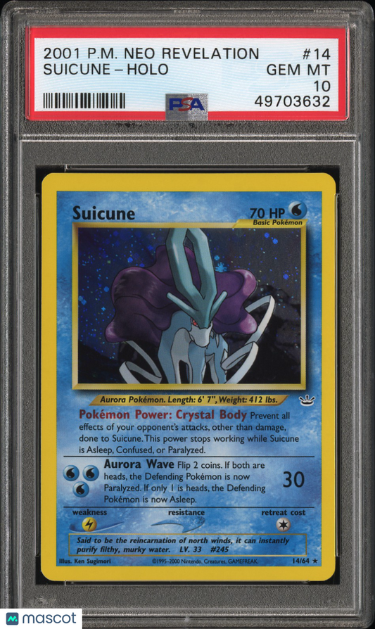 2001 Pokemon Neo Revelation Suicune Holo PSA 10 #14