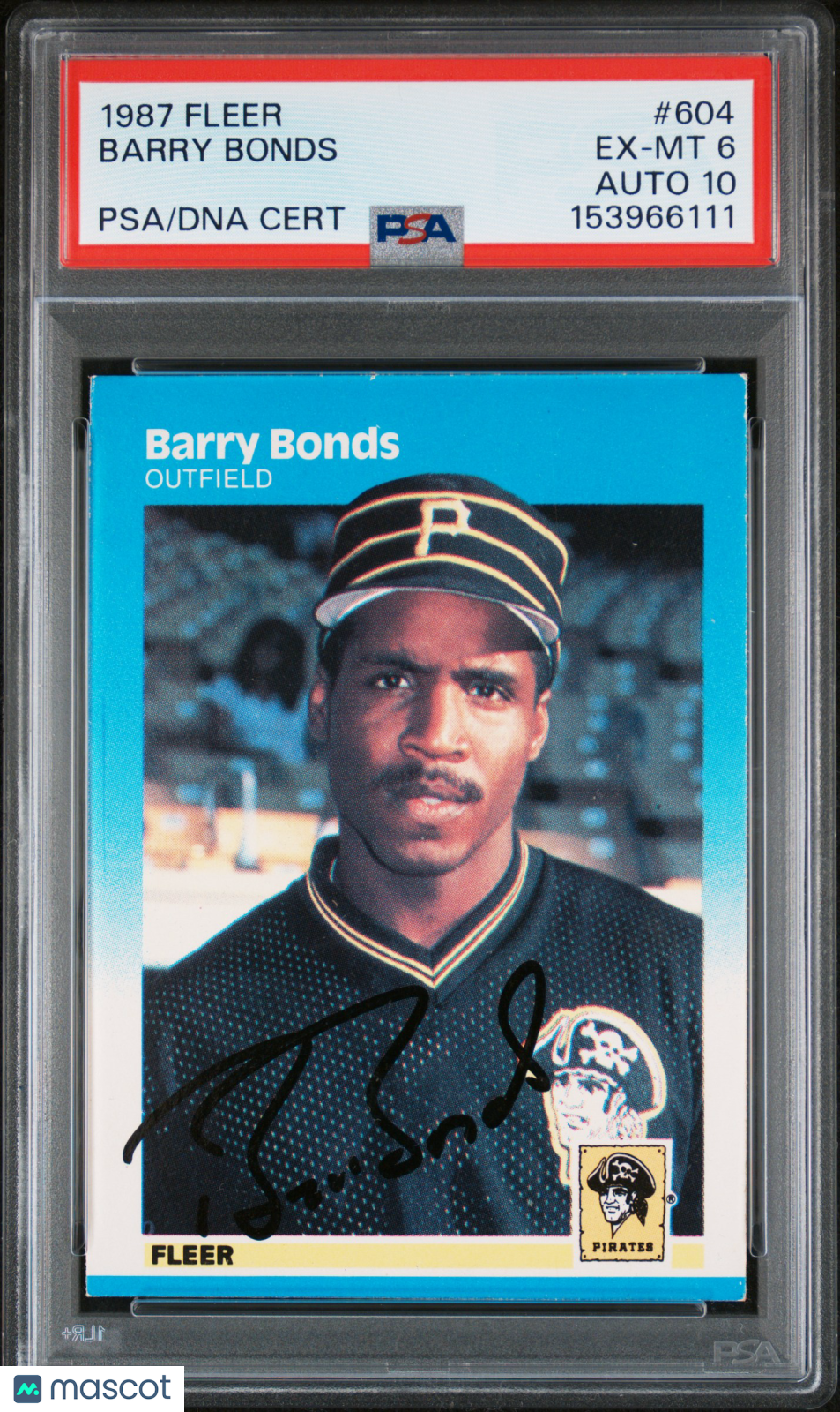 1987 Fleer Barry Bonds #604 PSA 6 Auto 10