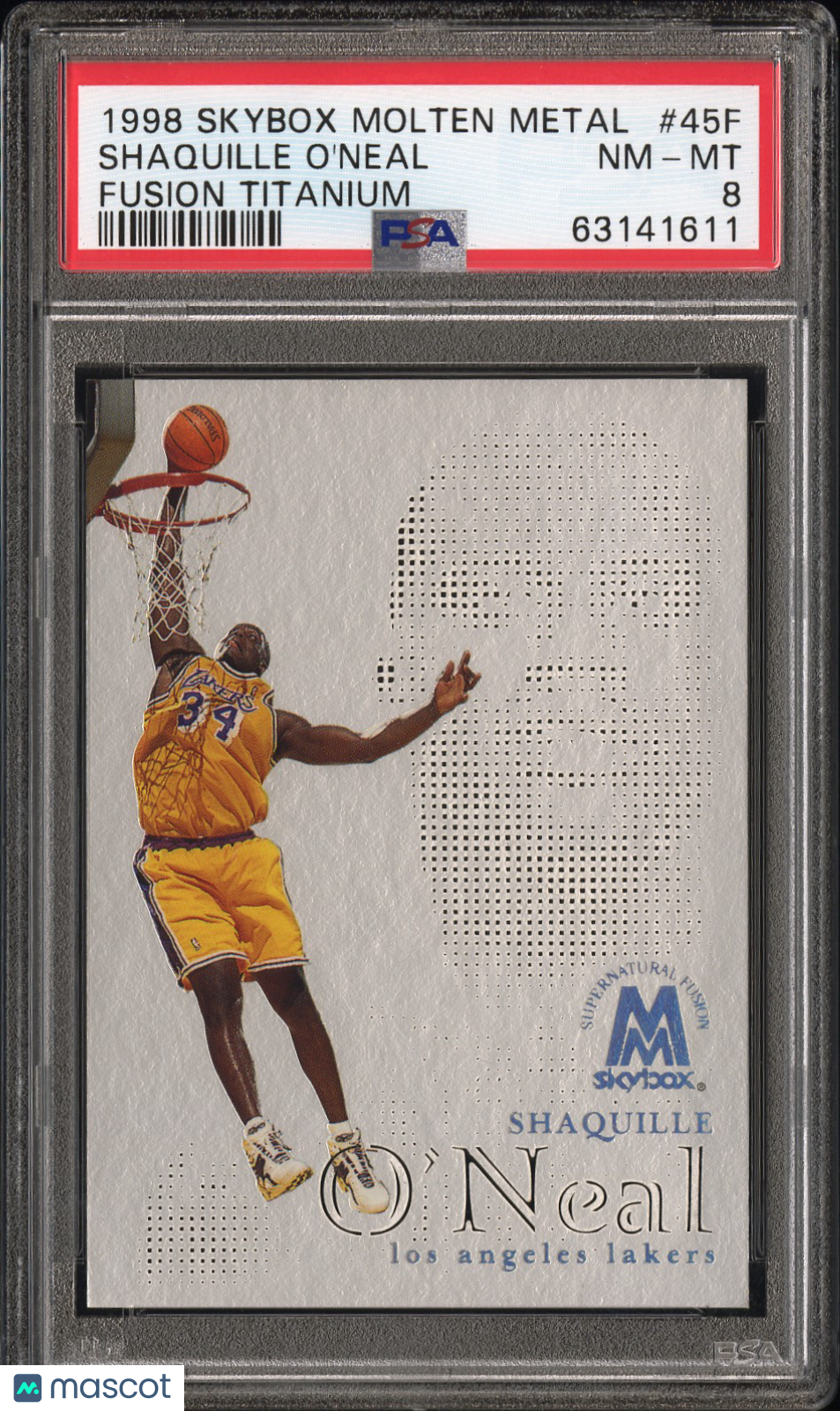 1998 Skybox Molten Metal Fusion Shaquille O'Neal #45F Titanium PSA 8