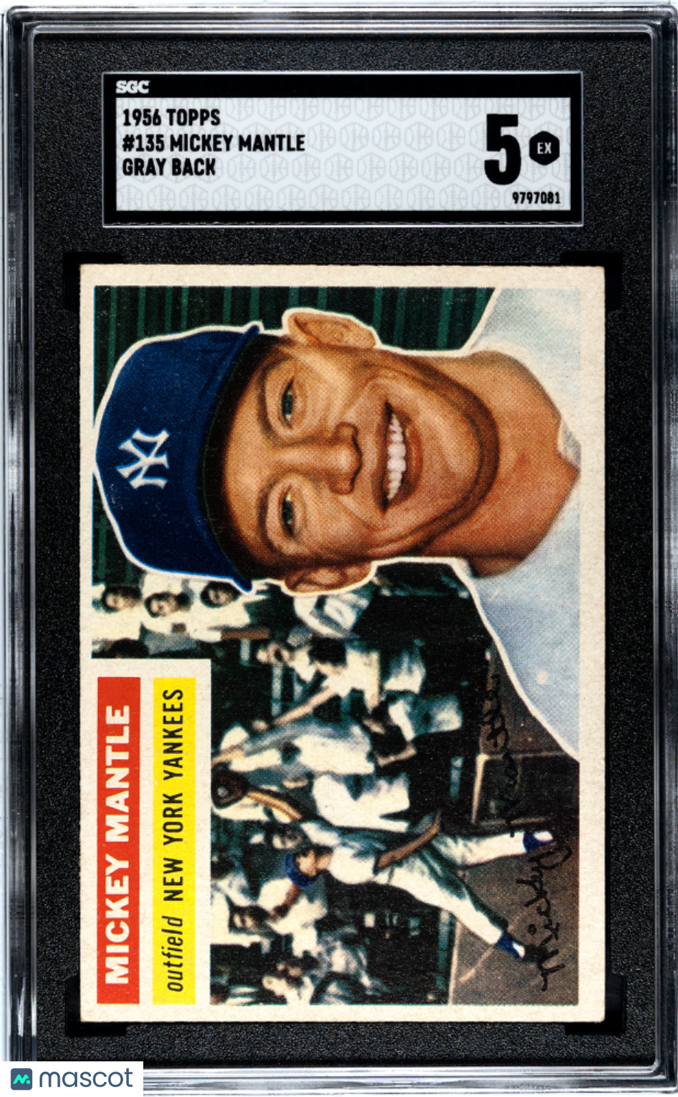 1956 Topps Mickey Mantle #135 Gray Back SGC 5