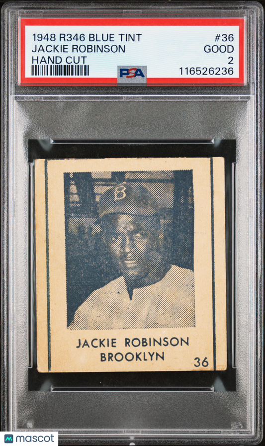 1948 R346 Blue Tint Jackie Robinson #36 Hand Cut PSA 2