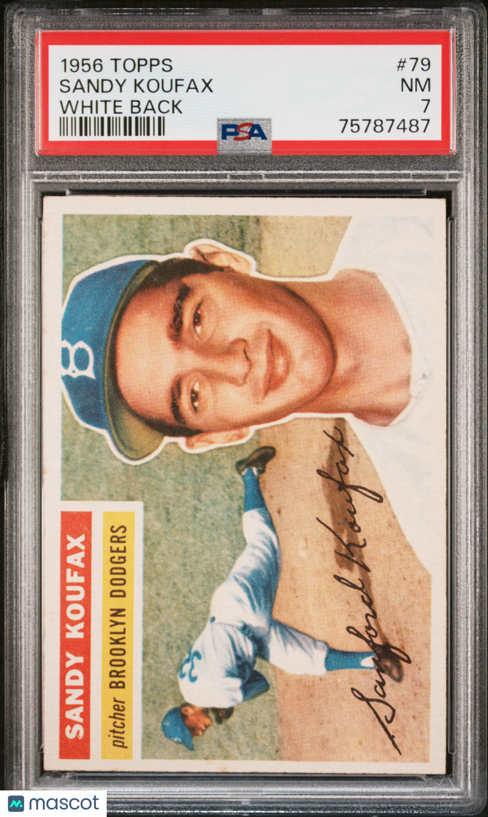 1956 Topps Sandy Koufax #79 White Back PSA 7