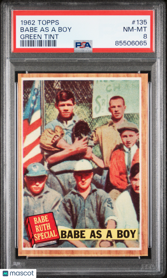 1962 Topps Babe As A Boy #135 Green Tint PSA 8