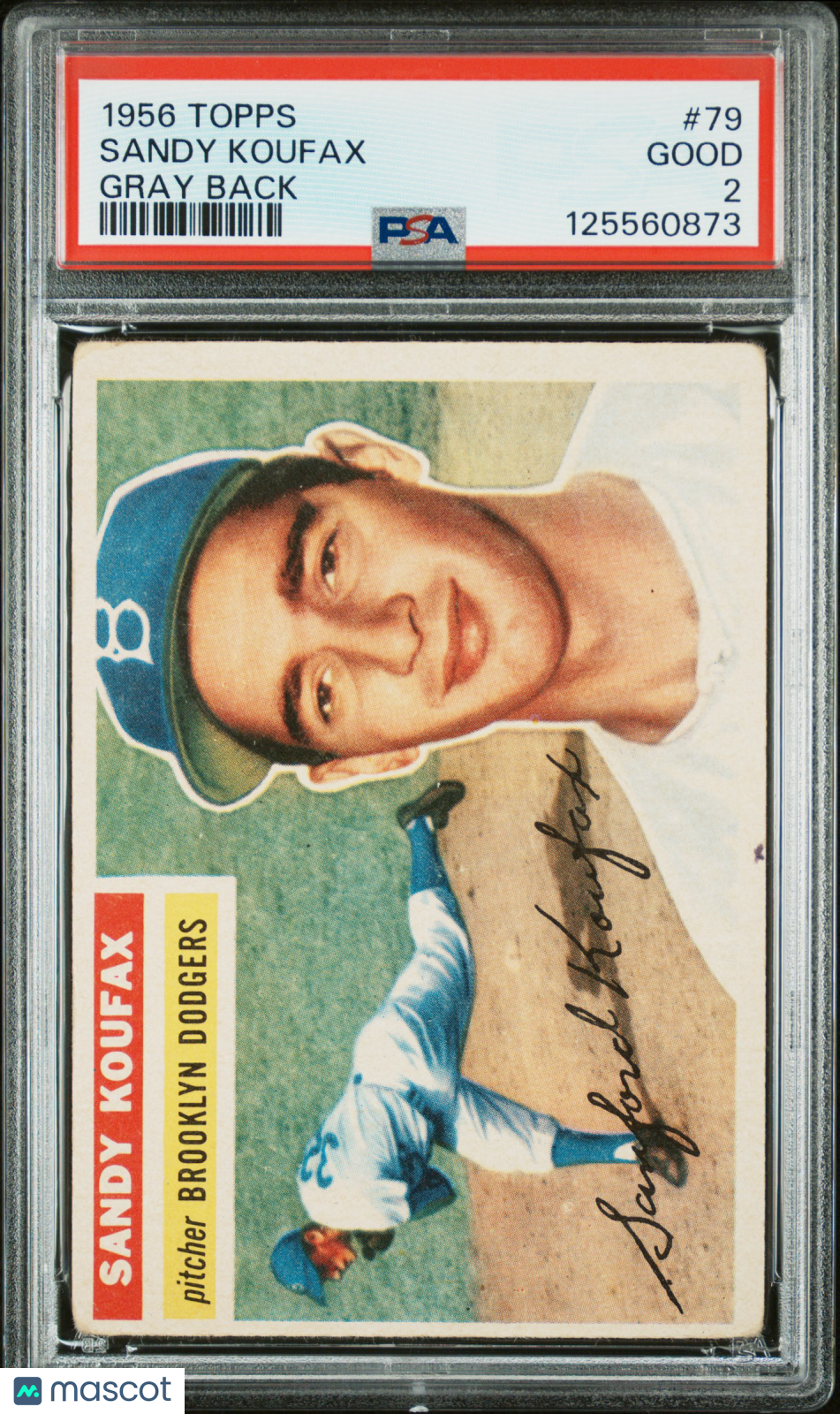 1956 Topps Sandy Koufax #79 Gray Back PSA 2