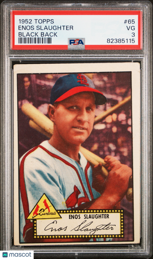 1952 Topps Enos Slaughter #65 Black Back PSA 3
