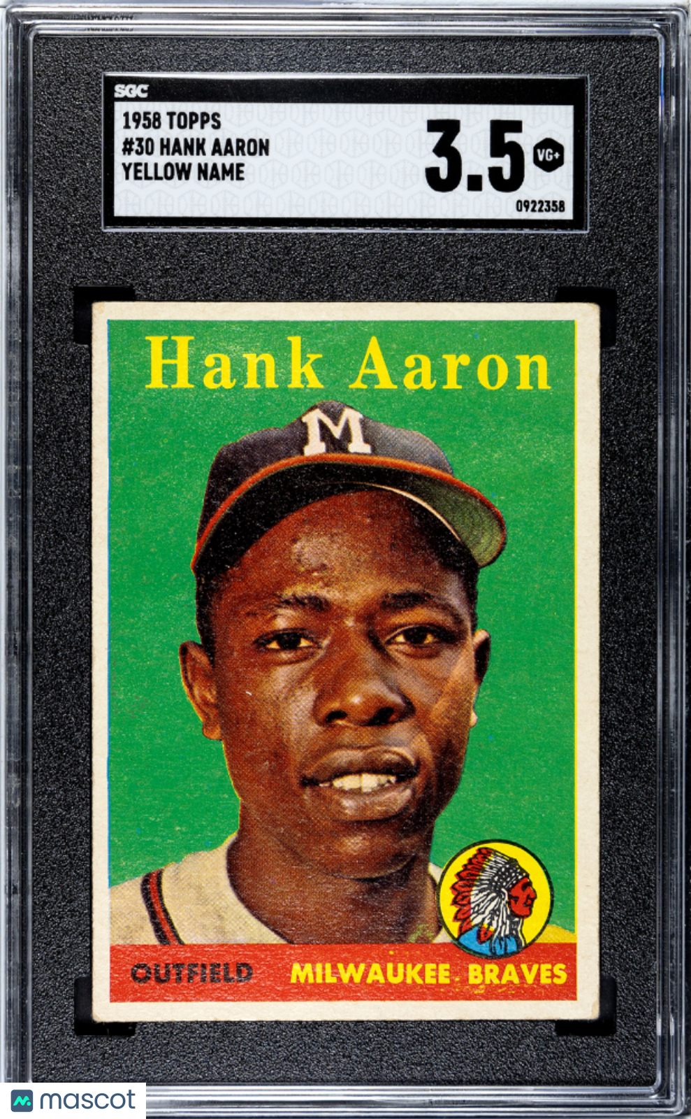 1958 Topps Hank Aaron #30 Yellow Name SGC 3.5