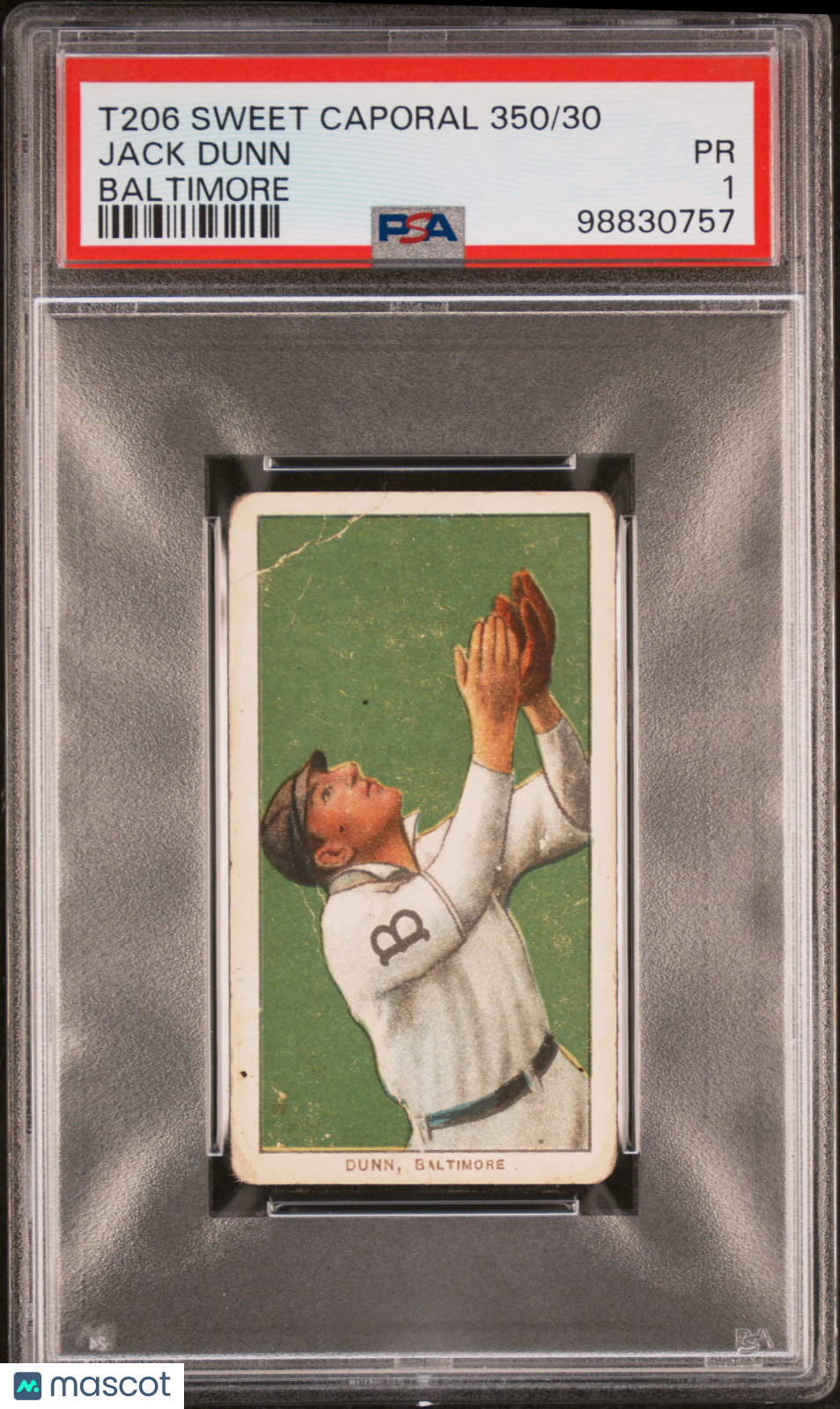 1909-11 T206 Sweet Caporal 350/30 Jack Dunn Baltimore PSA 1
