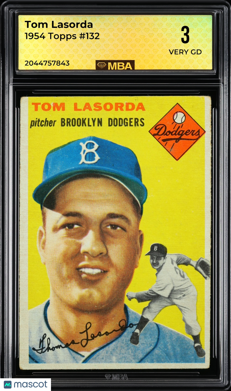 1954 Topps Tom Lasorda #132 MBA 3 RC