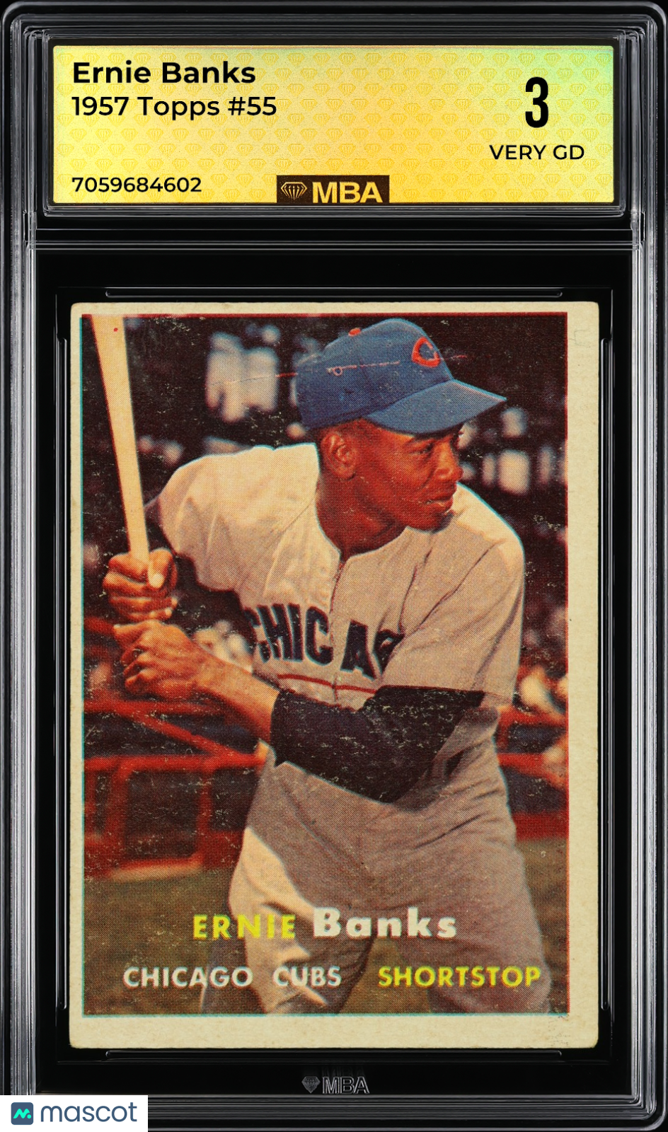 1957 Topps Ernie Banks #55 MBA 3