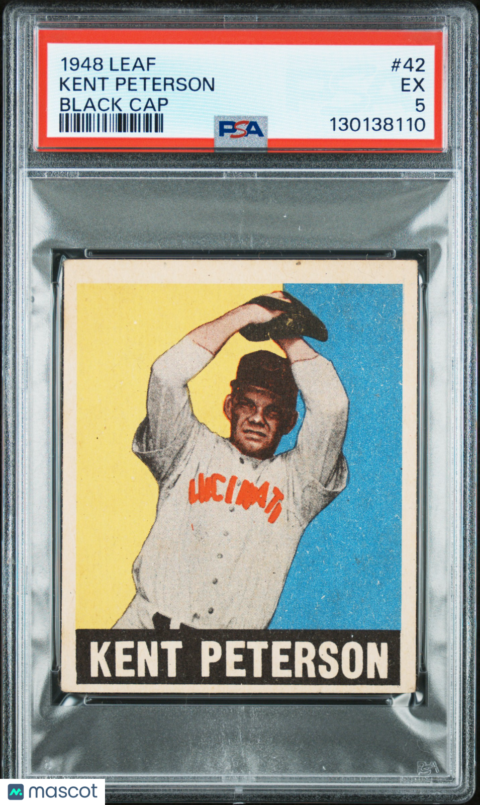 1948 Leaf Kent Peterson #42 Black Cap PSA 5