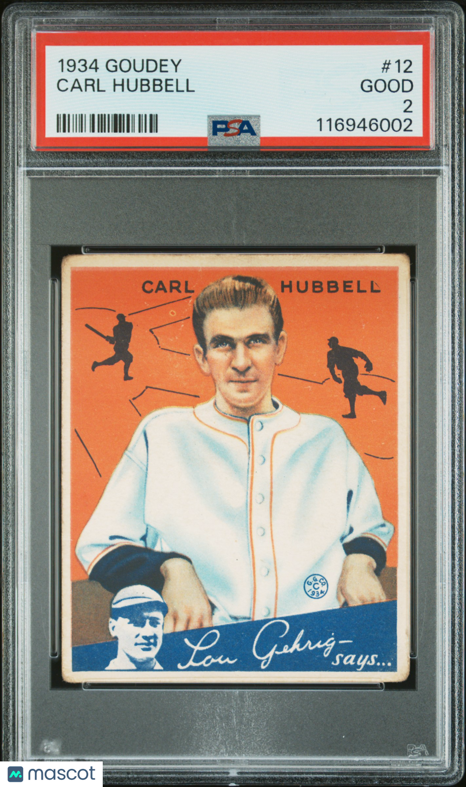 1934 Goudey Carl Hubbell #12 PSA 2