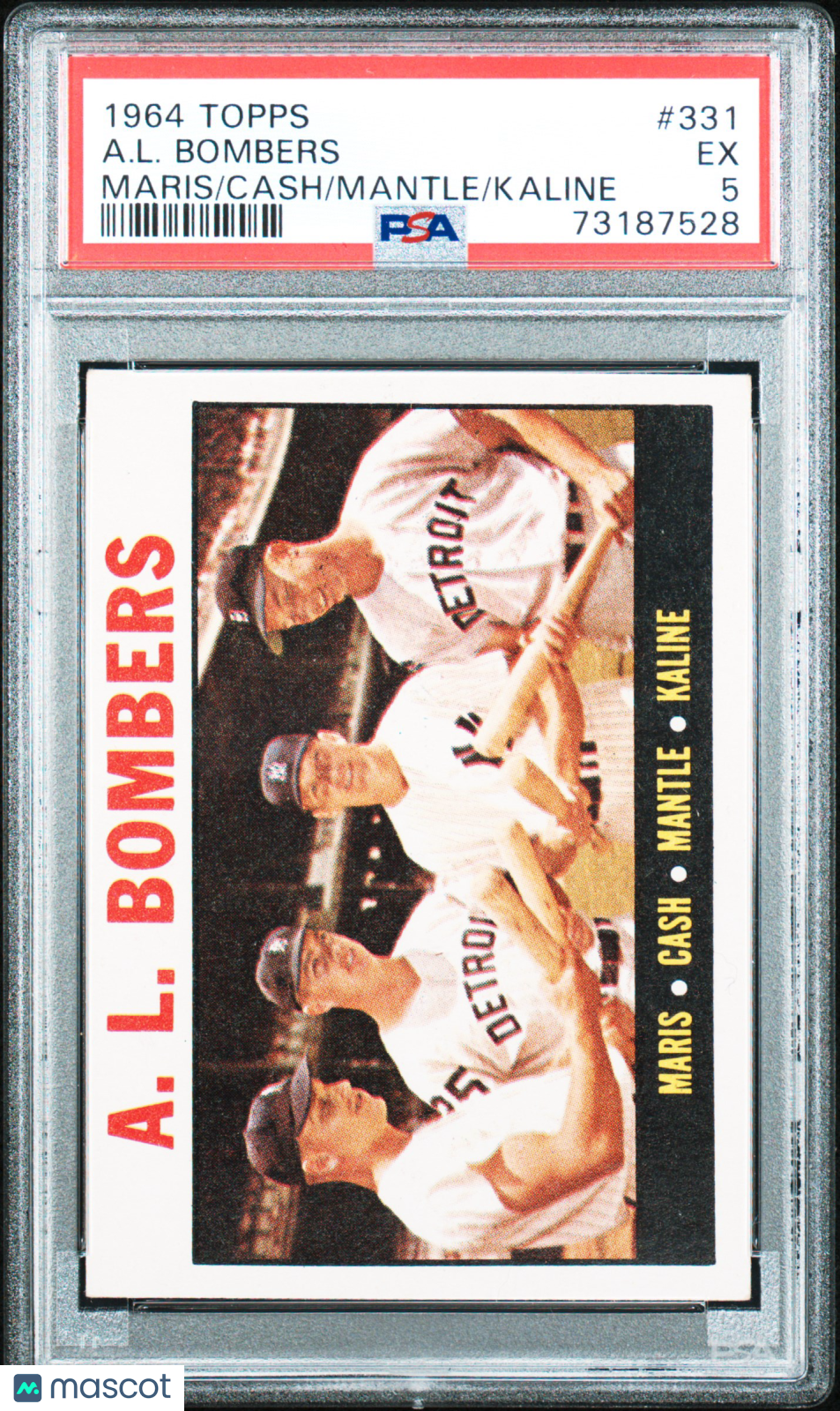 1964 Topps A. L. Bombers #331 Maris Cash Mantle Kaline PSA 5
