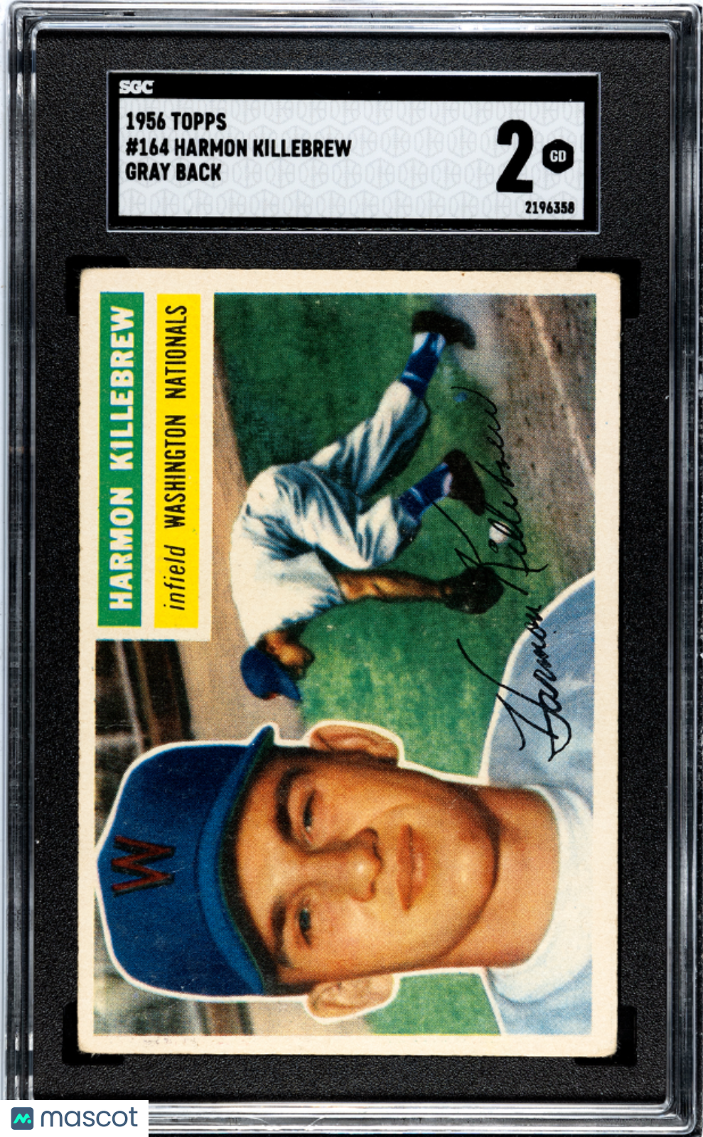 1956 Topps Harmon Killebrew #164 Gray Back SGC 2