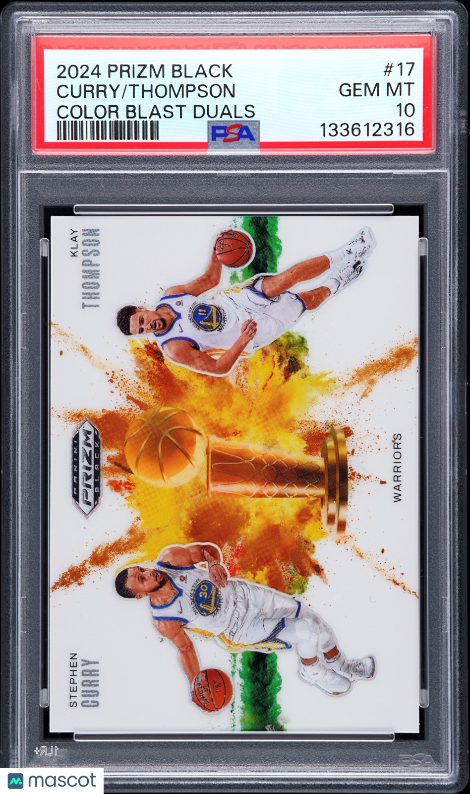 2024 Panini Prizm Black Color Blast Duals Curry Thompson #17 PSA 10